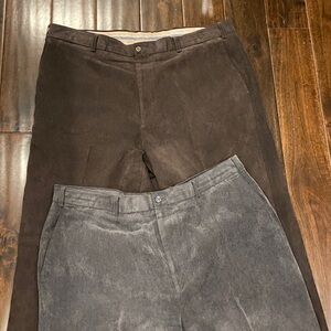 2 pairs Linea Naturale Polyester Corduroy Brown/Grey sz 40 Pants
